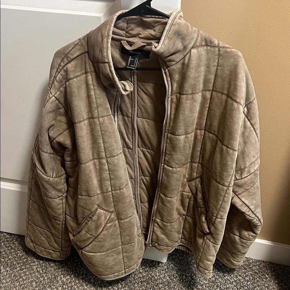 Brown Quilted Puffer Jacket